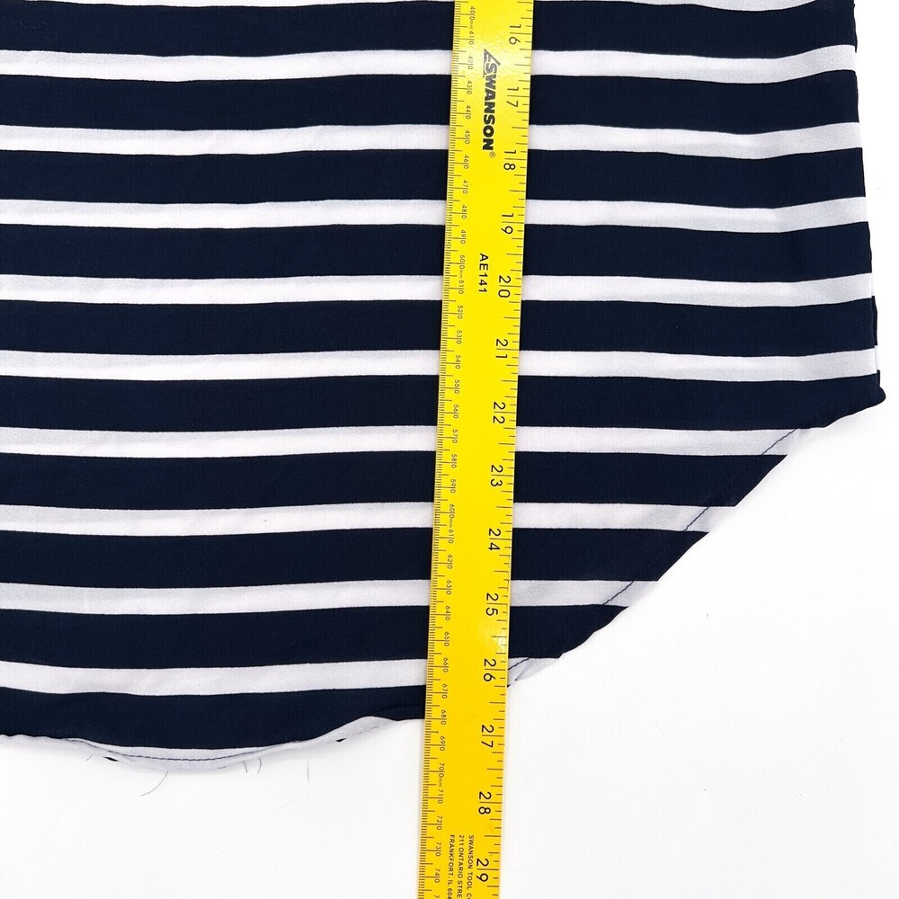 Japna Shirt Womens Large Navy White Striped Blouse Short Sleeve Pocket - Picture 6 of 8
